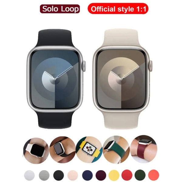 Solo Loop för apple Watch Band 40mm 44mm 45mm 41mm 42mm 49mm Elastiskt silikonarmband iWatch series 3/SE/6/7/8/9/ultra 2 Rem Capri Blue M