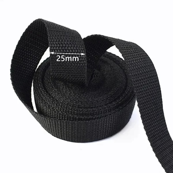 5/10/20M Meetee 20-50mm Nylon Bånd Tape Balck 2mm Tyk Rygsæk Rem Bånd Sikkerhedsbælte Sling Syning Trimmebånd Tilbehør Black-25mm 20Meters