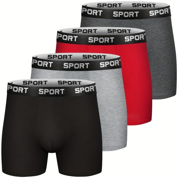 4-pack herrbomull Andas Bekväm Mjuk Stretchig Enfärgad Boxer Underkläder Mixed Colors M(48)