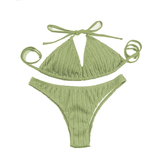 Sexig 2023 Jacquard Dragsko Tvådelad Baddräkt Dam Badkläder Dam Bikini Set Badare Simning Strandkläder för baddräkt green M