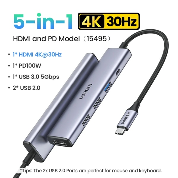 Ugreen — Hub adaptateur multiport USB 3.1 Type-C mot USB 3.0 och HDMI, tillbehör för MacBook Pro och Huawei Mate 30 4K30Hz HDMI PD Model CHINA