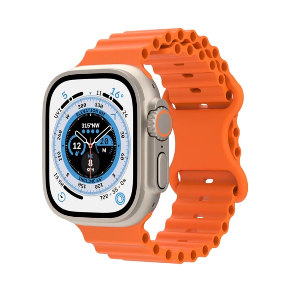 Ocean Silikonrem för Apple Watch 49mm 45mm 41mm 44mm 40mm 42mm 38mm Andningsarmband Armband Ultra 8 7 6 5 4 3 SE Band Orange 49mm