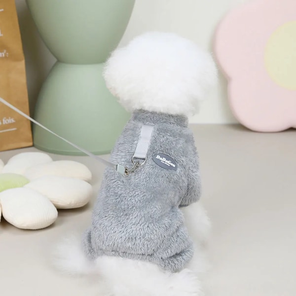 Mjuk korallfleece husdjurskläder Varm hundväst kappa Söt valptröja Kattkläder för Chihuahua Yorkie Terrier Shih Tzu Pet Outfit GRAY S