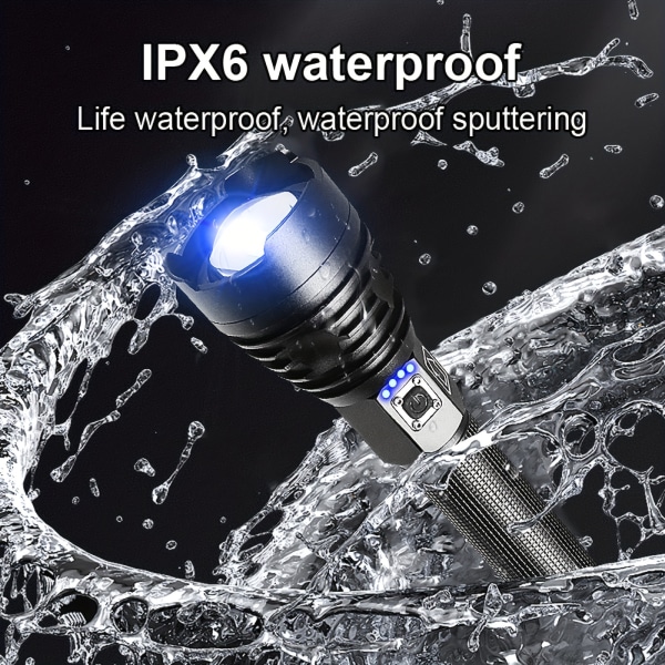 Hög lumen XHP360 LED-ficklampa Uppladdningsbar ficklampa USB Kraftfull taktisk blixtljus Zoombar jaktlykta IPX6 vattentät ficklampa