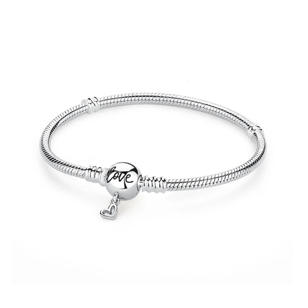 Original 925 Sterling Silver Armband Bangles Kristallkugel Love Heart Spänne Pärlor Charms Moments Armband För Kvinnor DIY Smycken 23 19cm