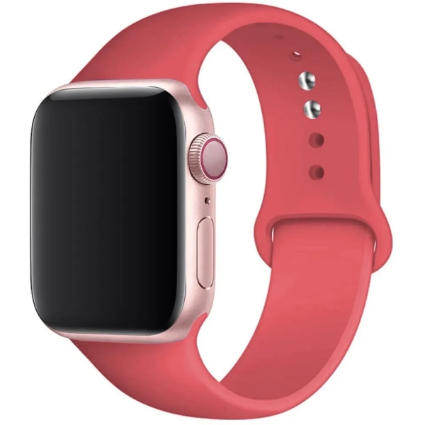 Silikonrem för Apple Watch Band 44 mm 40 mm 45 mm 41 mm 49 mm 42 mm 38 mm 44 45 mm armband iwatch series 6 se 3 4 5 7 8 Ultraband 32 Coral red 49mm-42-44-45mm S-M