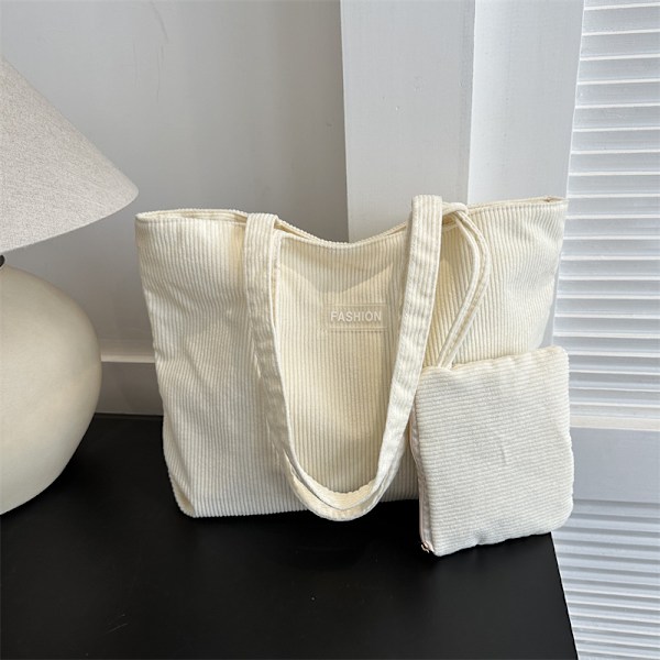 Ny dametaske kunstnerisk stribet håndtaske pendler stor kapacitet casual kludtaske all-match skulder tote taske White Plus Small Bag 38.5*28.5*9