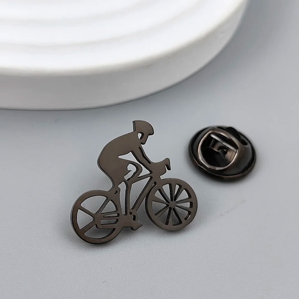 Cykel Racer Guldpläterad Bricka, Silver Krage Brosch, Svart Lapel Pin, Mäns Tillbehör Set, Gåva Till Pappan Silver