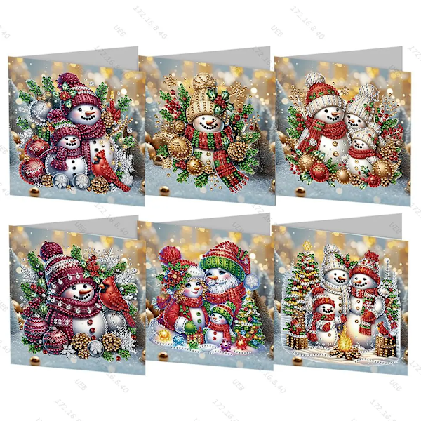 4-12 stk./sæt DIY diamantmaleri nyt julekort festival lykønskningskort håndlavet diamantbroderi maleri kunst kit 2024 12PCS Snowman