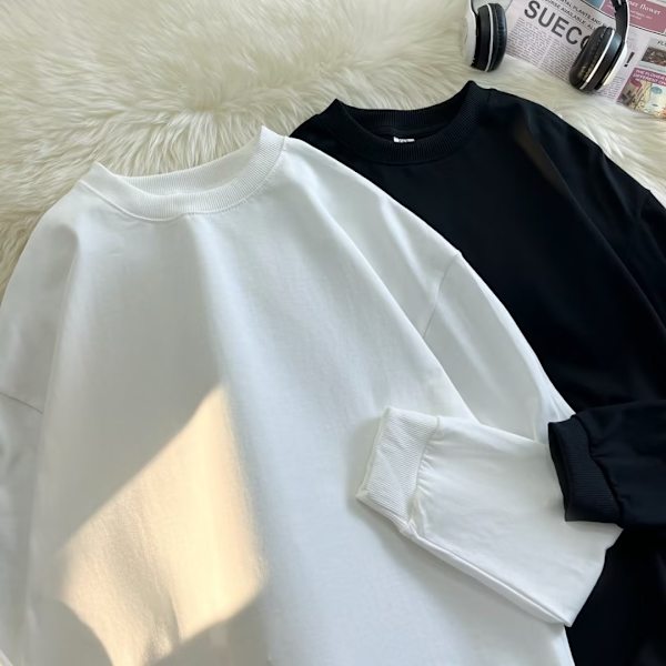 Harjattu huppari miehille ja naisille syksyyn ja talveen löysä rento pari pitkähihainen T-paita takki topit pojat rous ja kaula kevät ja syksy. Black XL