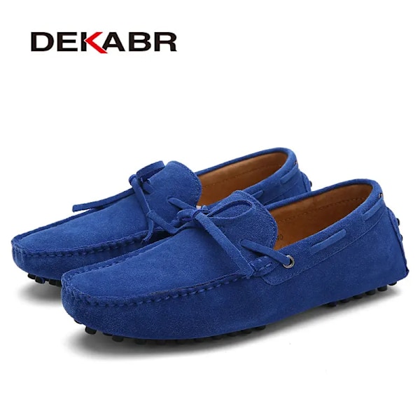 Dekabr Casual Män Äkta Läder Skor Sommar Andas Gröna Mäns Loafers Läder Skor Sapato Masculino Zapatos Hombrename 02 Navy 14