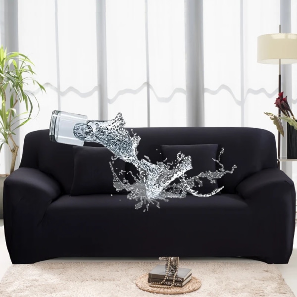 1/2/3/4 Säten soffa Cover Vattentätt Elastiskt hörnsofföverdrag L-formad cover Skyddsbänk Cover tunt tyg black XLarge(235-300cm)1pc