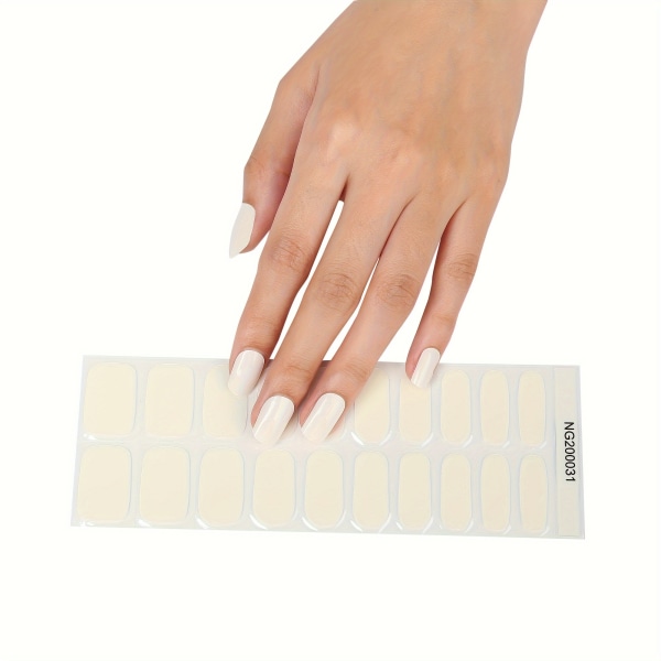 Halvhärdade Gel Nail Wraps, Gel Nail Strips - Fungerar med alla nagellampor, Salong-kvalitet, Långvarig, Lätt att Applicera & Ta bort - Enslig färg