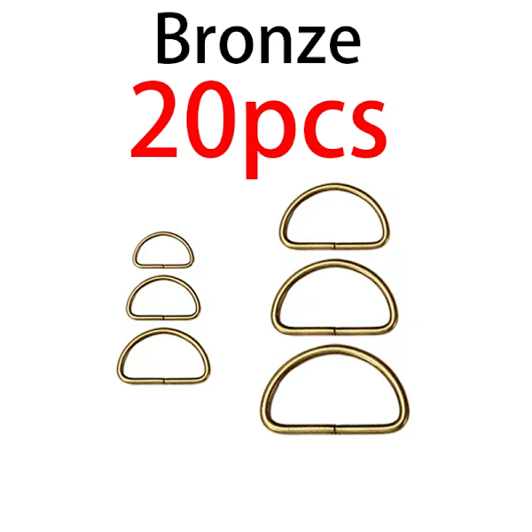 20st 100st Metalliska Icke-Svetsade D-Ringar Justerbara Spännen För Ryggsäckar Remmar Skor Väskor Katt Hundhalsband Dee-Spännen DIY Tillbehör 20PCS-Bronze Inner diameter-32mm