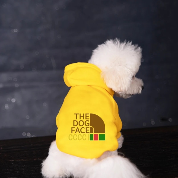 Hundhuvtröja Pet Jacka Höst Vinter Friluftskläder Liten Medium Hundtröja Fransk Bulldog Varm Lyx Designer Hundar Kläder Yellow XL 5KG-7.5KG