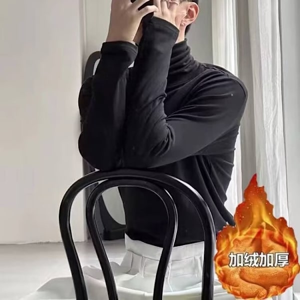 Kevät ja syksy voivat kääntää kilpikonnan paidan miehet kasa kaulus pitkähihainen T-paita trendi musta sisätoppi talvi uusi St S. Black XXXL