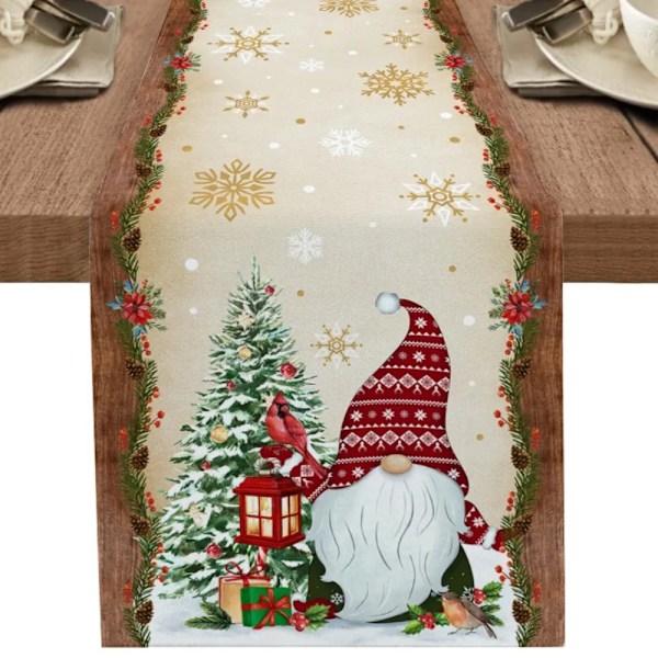 Julgran Snönman Lin Bord Löpare Kök Matbord Inredning Gård Navidad Xmas Vinterbord Inredning e 260X33cm 102x13inch