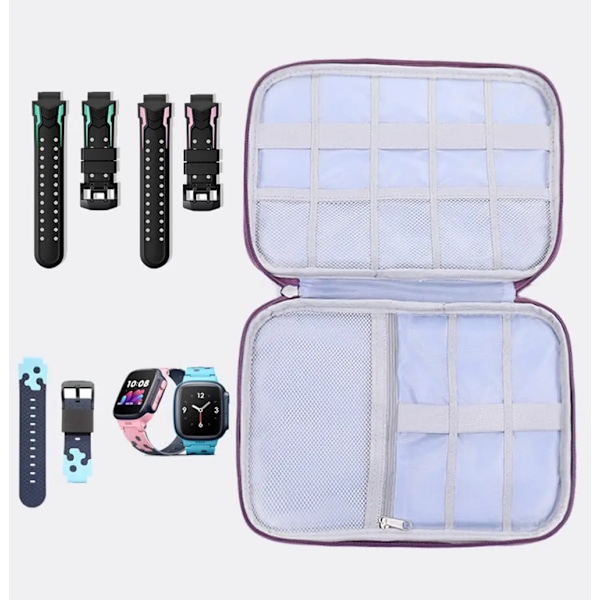 Urrem Box til Apple Watch Ultra 2 Serie 9 8 7 SE Rem Organizer Holder Taske Opbevaringsæske Samsung Galaxy Watch 6 5 4 3 Rem Black