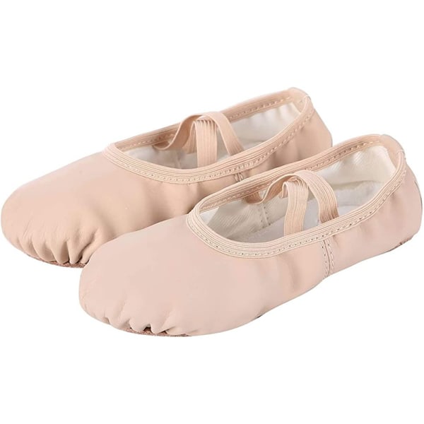 Eleganta enfärgade slip-on-balettskor för flickor, lätta anti-slip mjuka sula dansskor för träning, alla årstider Skin color CN38(EU36.5)