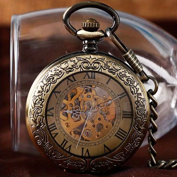 Automatisk Mekanisk Watch Retro Flip Män och Kvinnor Mekanisk Watch Student Nostalgisk Snidat Halsband Klocka Watch Watch Bronze