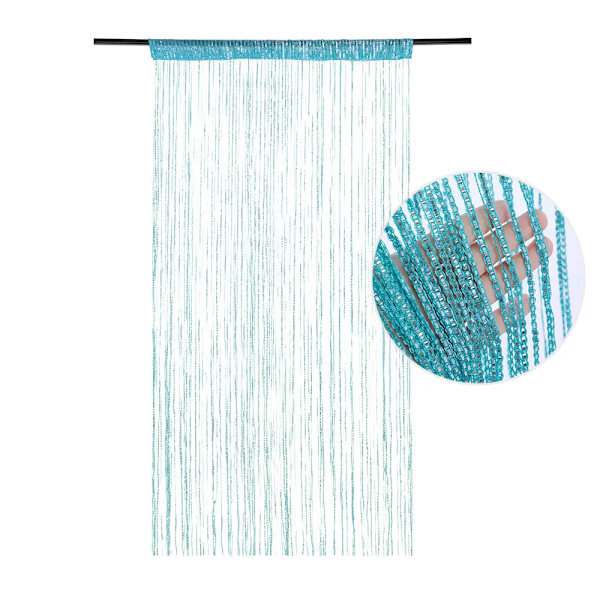 2M Glitter Dør Streng Gardin Shiny Tassel Flash Linje Dør Vindue Gardin Valance Divider Dekoration Til Fest Soveværelse Bryllup Green Blue 100x200cm