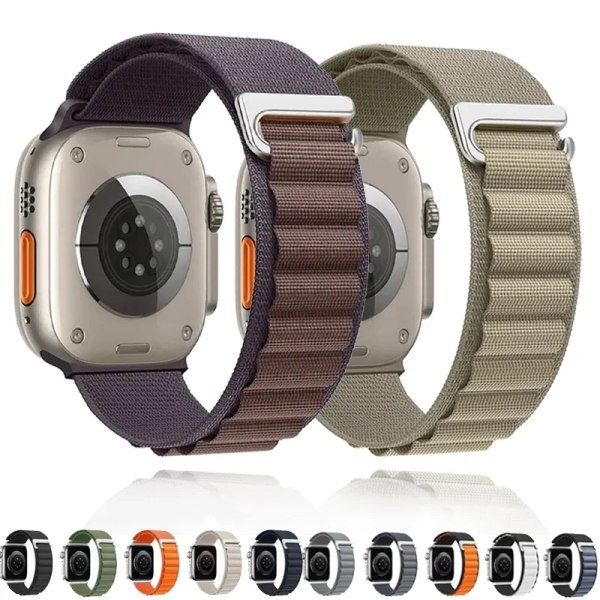 Alpine Strap For Apple Watch Ultra band 49mm 45mm 44mm 42mm 40mm 41mm 44 mm Nylon correa iWatch series 9 8 SE 5 7 6 2 grape purple 42mm 44mm 45mm 49mm