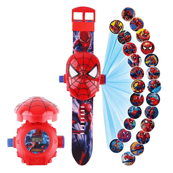 Disney Marvel Figur Spiderman Minnie Mcqueen 24 Projektion Watch Digital Klocka Student Armbandsur Barn Leksak Pojke Födelsedag Gåvar 004