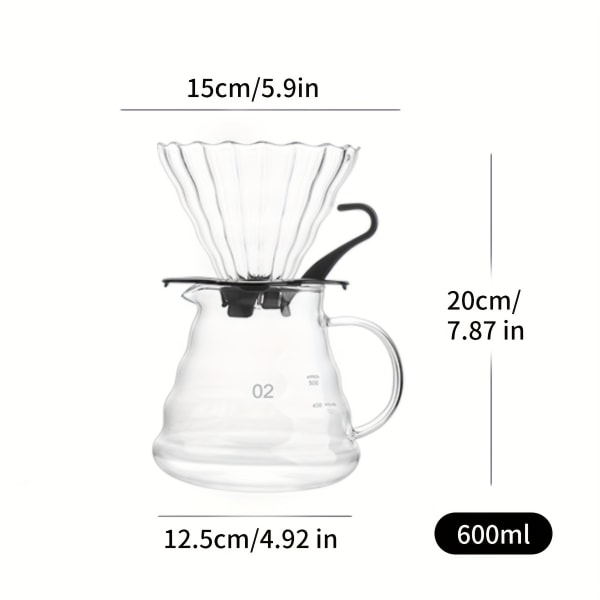 1 st Pour Over-kaffebryggare Set, Droppande vattenkokare i glas & kaffedroppare, molnformad kaffekanna med droppare, Värmebeständig kaffekokare i glas