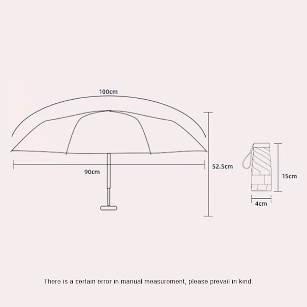 Umbrella Lättvikt Med Kort Fall Bärbar Solskydd Uv Skydd Sunny And Regnig Kapsel Paraply Platta Six Vikt Umm Brella Pink  1pcs