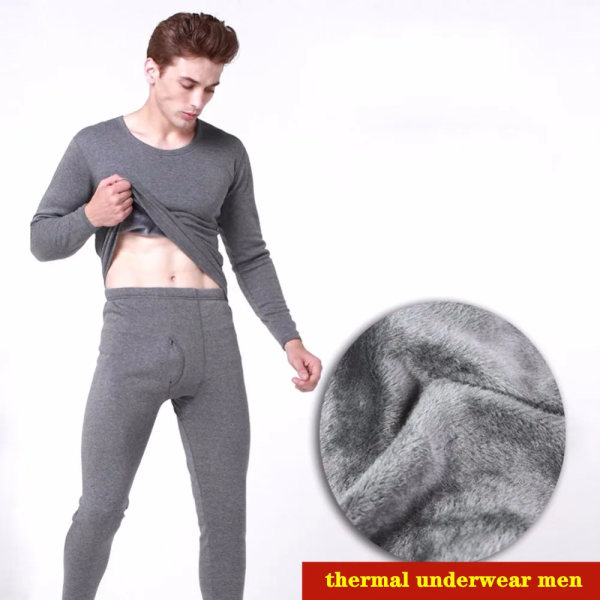 Thermal för män Long Johns för män Vinter Tjocka Termounderkläder Set Vinterkläder Herr Håller Varma Tjock Thermal 4X GRAY L