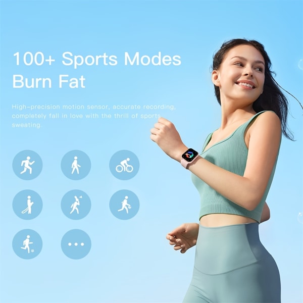 Smart Watch 4,65 cm full pekskärm: 100+ sportlägen, Ai Control, Spel, Smart Watch för Android- och IOS-telefoner - perfekt för kvinnor och män! Black+1pc Extra Strap