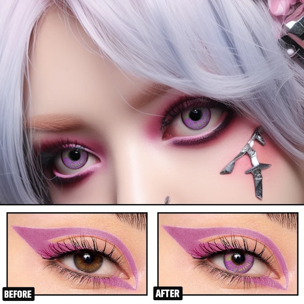 Visuashow Anime Cosplay Väriset Piilolinssit 2kpl Myopia Värilliset Piilolinssit 1 Vuoden Halloween Linssijuhlat Söpöt Silmälinssit Pink 0