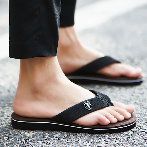 Mode Tøfler Til Mænd Flip Flops Flade Sandaler Sommer Ikke-Slip Strand Slides Mænd Tøfler Indendørs Sko Mand Man Man S Løber Green 41 (Insole 26cm)