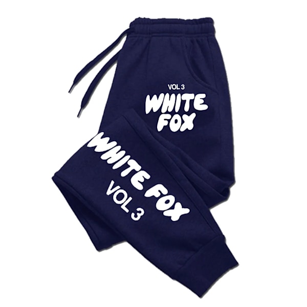 White Fox Joggers Mode Baggy Byxor Män Kvinna Casual Sweatbyxor Bekväm Fitness Byxor Kvinnor Mjuk 2024Nytt Mångsidig white L