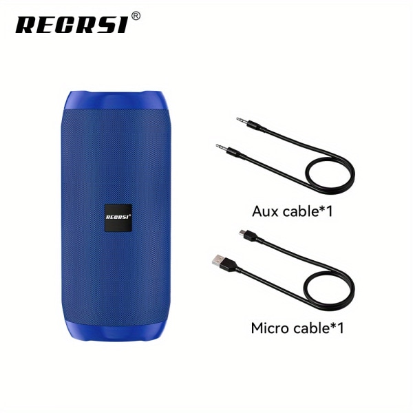 RECRSI trådlös högtalare, bärbar stereohögtalare med djup bas för USB/TF-kort/AUX, äkta trådlös stereohögtalare inomhus och utomhus Blue