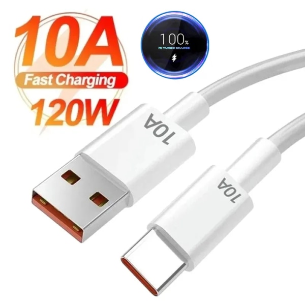 10A 120W Typ C USB -kabel Supersnabb laddningskabel för Huawei Mate 50 Xiaomi Redmi Honor Quick Turbo Charge USB C-kabel Datasladd 10A Type C Cable 1m