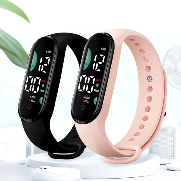 Watch Elektronisk LED Digital armbandsur för kvinnor Mode Casual Enkel Silikon Touch vattentät armbandsklocka 09 Pink