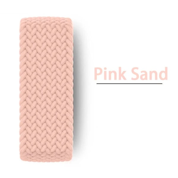 Flätad Solo Loop-rem för Apple Watch Band 45mm 44mm 41mm 40mm 42mm 38mm Nylon iwatch Series 9 8 7 5 SE 6 Ultra 49mm 01 Pink Sand M