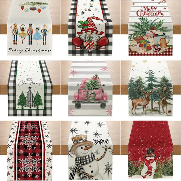 Lin Julbord Löpare Snowman Xmas Tree Hem Matbord Omslag Bordduk 2023 Navidad Noel Juldekorationer 2024 4 183x33cm