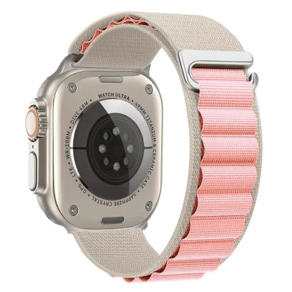 Nylon För Apple Watch Ultra/2 49mm Series 9 8 7 45mm 41mm Sport klockarmband som andas För iwatch 6 5 4 3 SE 44mm 40mm 42mm 39 Starlight pink 42mm 44mm 45mm 49mmm