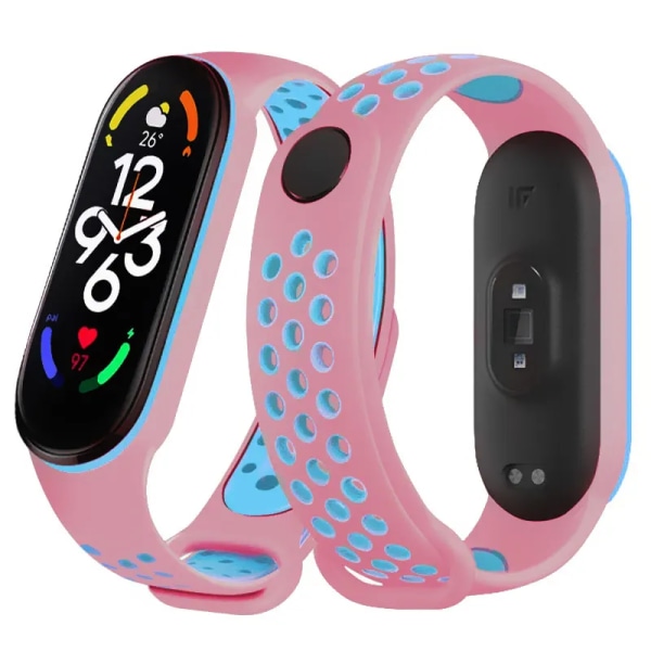 Watch för Xiaomi Mi Band 7 6 NFC Armband Silikon Smart armband Miband 4 Bälte pulseira correa mi band 3 4 5 rem 21 pink green Mi band 6