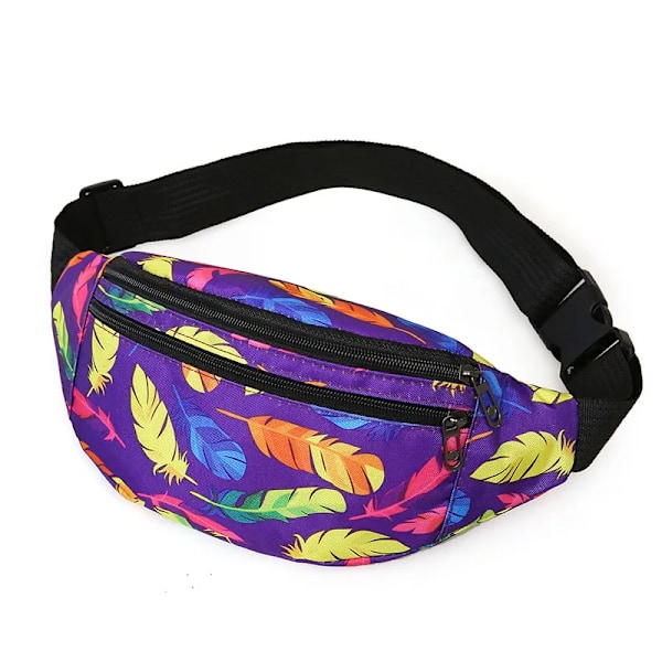 Ny Holografisk Dame Bæltetaske Sport Løbe Bæltetaske Mænd Crossbody Taske Fashion Brysttaske Telefonpung Multifunktionel Bæltetaske Bum Leaves Purple