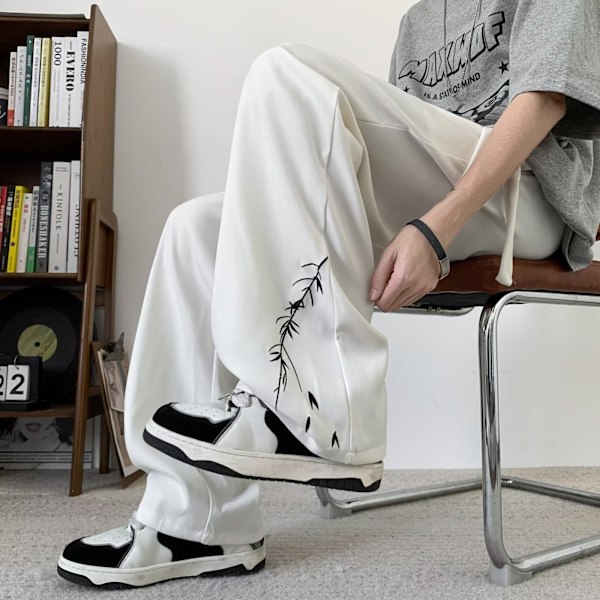 Nya Kinesiska Stil Casual Byxor Mäns Vår Sommar Fashion Märken National Style Byxor Män 2024 Nya Byxor Höstdräkt Byxor White XL