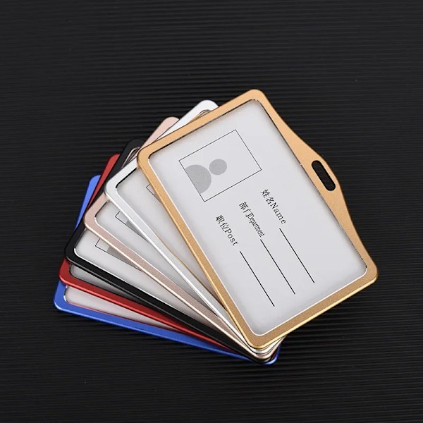 Fashion Card Cover Women Lanyard Aluminium Alloy Work ID Card Holder Business Work Card ID Badge Holder Metal Bags Case gold