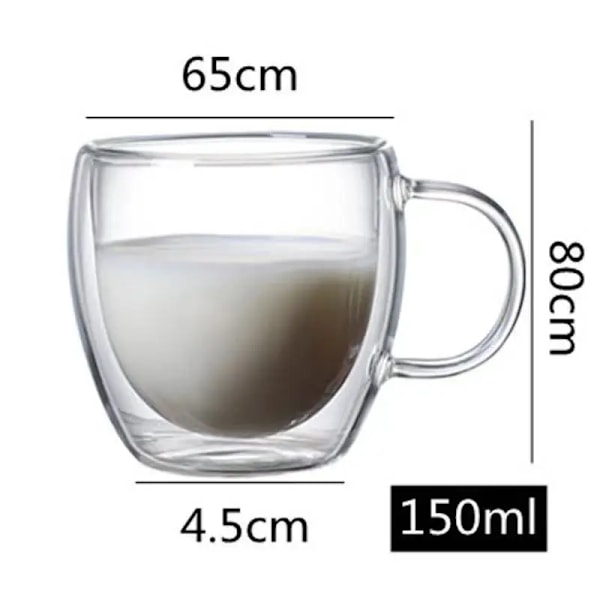 Double Layer Heat-resistant Glass Water Cup Transparent Coffee Cups Tea Cup with Handle Household Juice Cups Drinking Glasses 150ml-With Handle 150-450ml