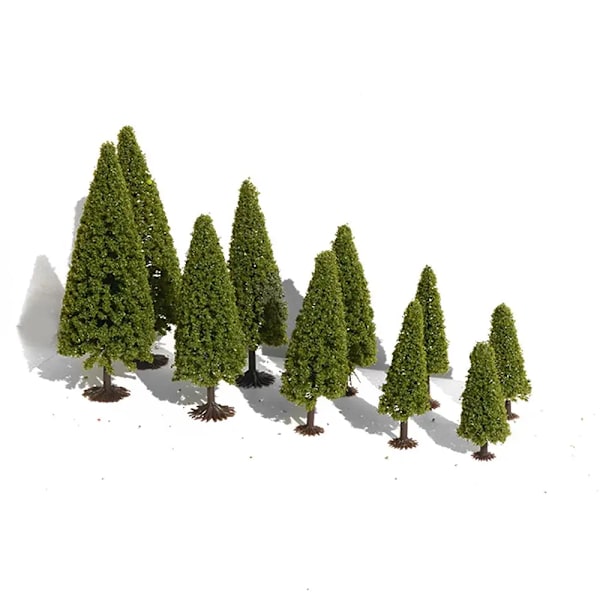 10 stk. Model Pine Træ Miniature Pine Træ Skov Tog Jernbane Krigsspil Layout DIY Landskab Scenografi Jul Dekorationer 8.5cm-7