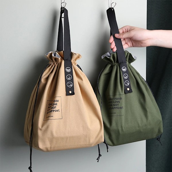 Canvas Lunch Bag Bento Box Håndtaske Udendørs Bærbar Picnic Middagskasse Skole Frisk Opbevaring Mad Opbevaring Tote Tilbehør Army Green