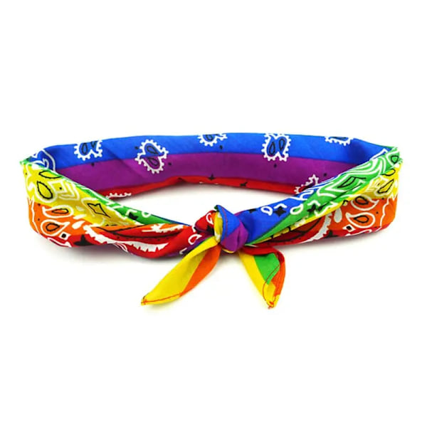 Regnbågsrandig Paisley Blommig Kvinna Flicka Bomullsfickduk Halsduk Söt Kaninöron Huvudband Bandana Hip-Hop Armband Halsduk 2659-3