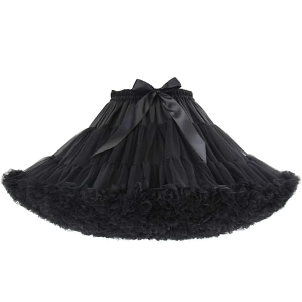 Petticoat Women Lolita Cosplay Petticoat A-Line Puffy Tutu Skirt Layered Ballet Pettiskirts Big Bowknot Underskirt black One Size