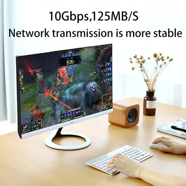 Kabel Ethernet-platt Cat6 haute vitesse, 1000Mbps, internet, RJ45 blindé, LAN, för PC, PS5, PS4, PS3, Xbox 10m Black